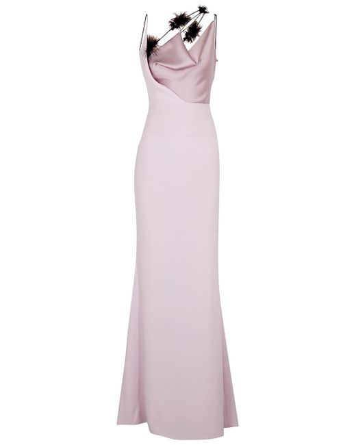 16Arlington Pink Alzir Lilac Feather-trimmed Gown