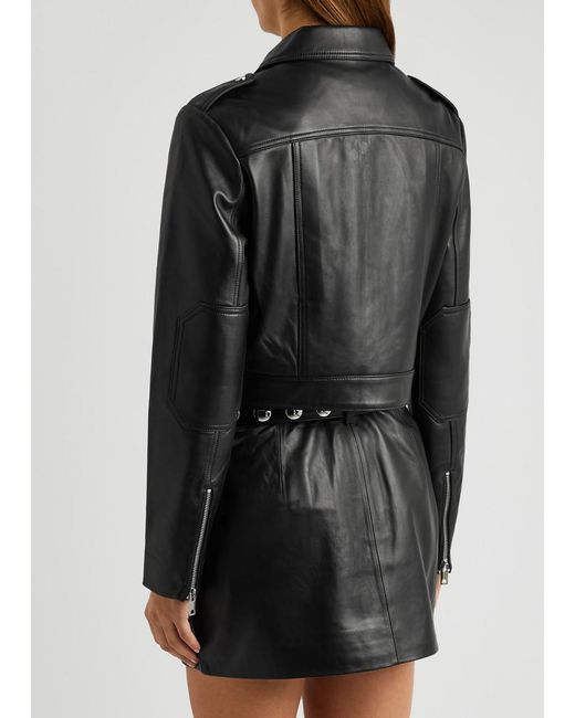 AEXAE Black Cropped Leather Jacket