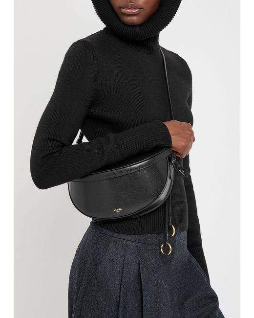 Alaïa Black Hip East West Grained Leather Cross-Body Bag