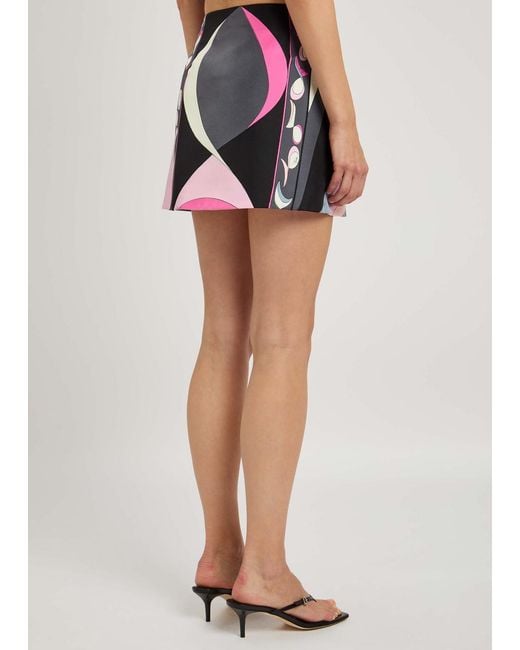 Emilio Pucci Pink Gonna Printed Silk Mini Skirt