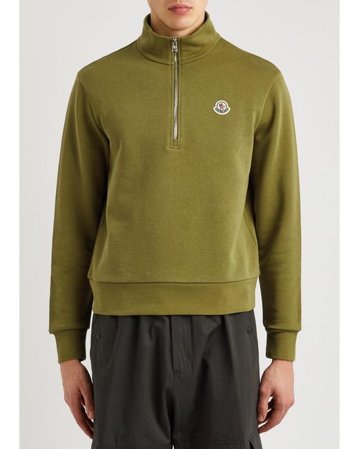 Moncler Green Half-zip Cotton Sweatshirt for men