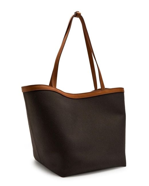 The Row Brown Park Three Leather-Trimmed Canvas Tote