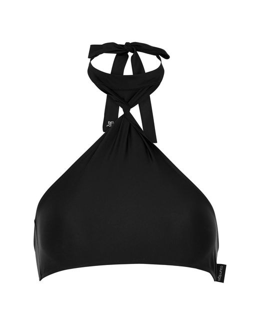 Courreges Black Twisted Halterneck Bikini Top