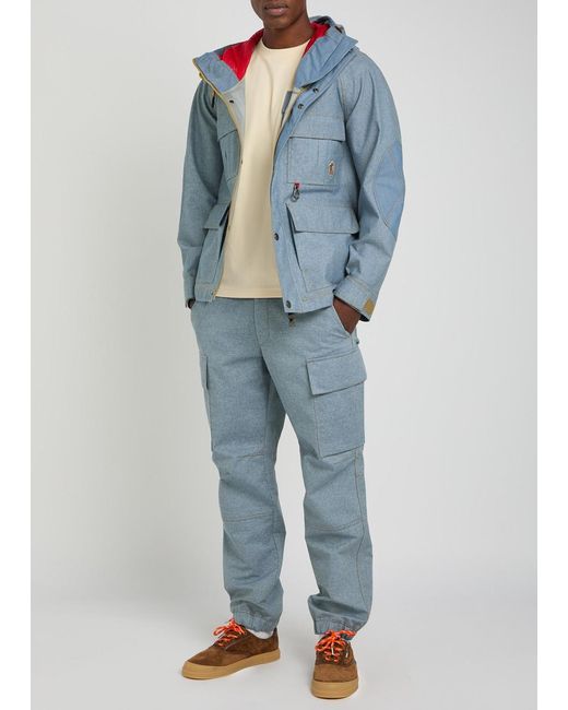 Moncler Blue Field Waterproof Hooded Denim Jacket for men