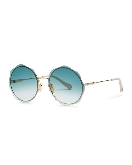 Chloé Blue Honoré Rimless Octagon-frame Sunglasses