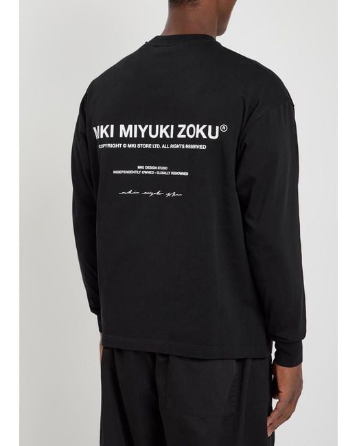 MKI Miyuki-Zoku Black Design Studio Logo-Print Cotton T-Shirt for men