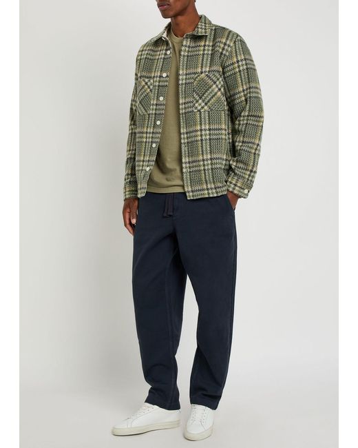 Wax London Blue Tapered Cotton-Twill Trousers for men