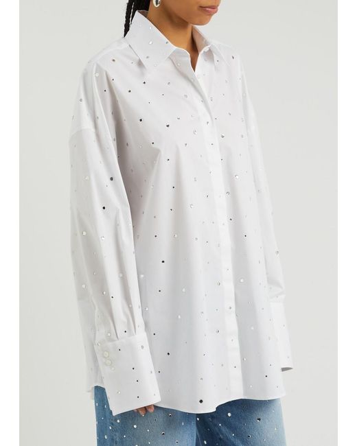 GIUSEPPE DI MORABITO White Crystal-Embellished Stretch-Cotton Shirt