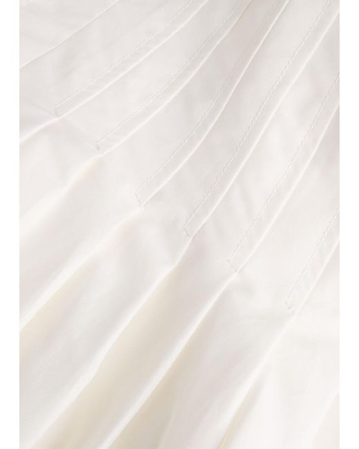 Jonathan Simkhai White Nina Pleated Cotton-Blend Poplin Midi Dress