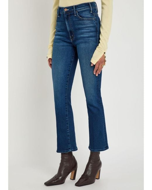 Mother Blue The Hustler Ankle Flared-Leg Jeans