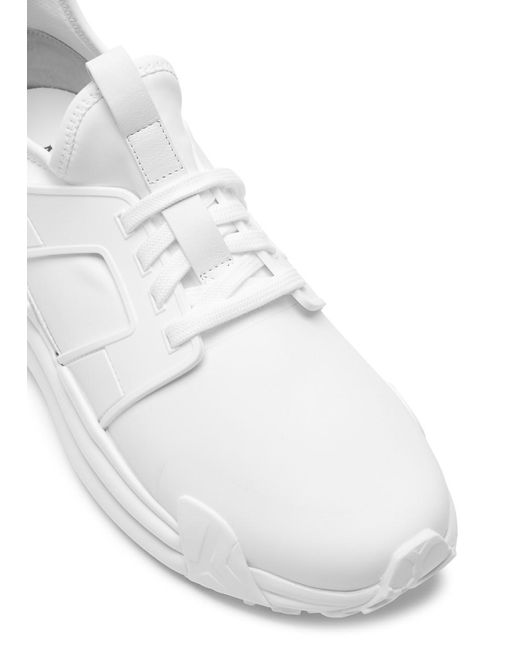 Moncler White Lunarove Runners Panelled Neoprene Sneakers for men