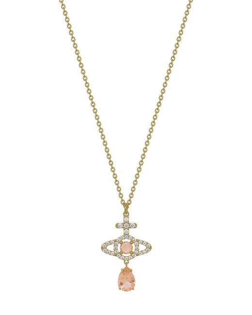 Vivienne Westwood Metallic Olympia Pavé Drop Pendant Necklace