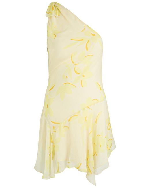 Bec & Bridge Yellow Colmar Asymmetric Chiffon Mini Dress