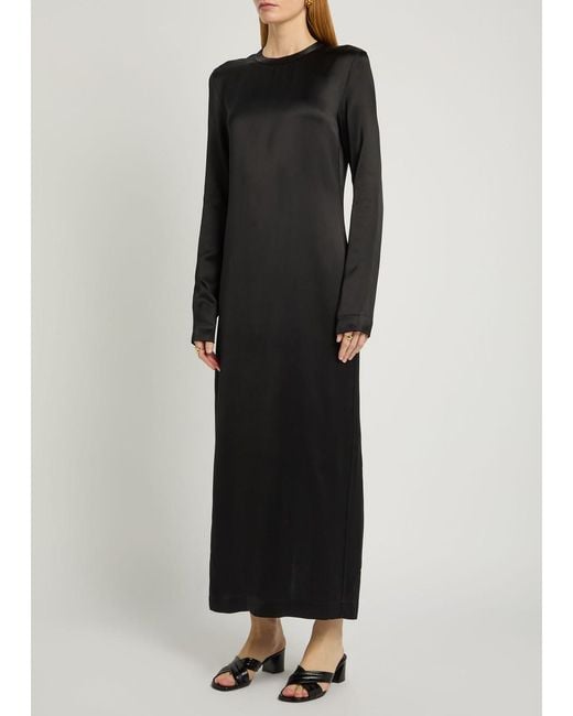 Totême  Black Satin Midi Dress