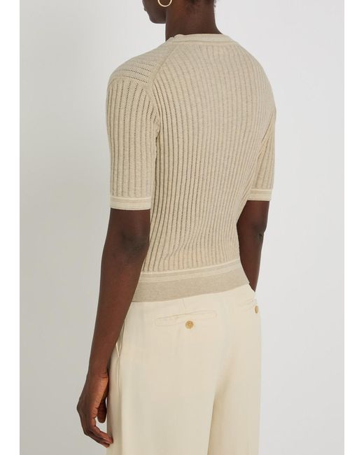 Tod's Natural Cropped Cotton-Knit T-Shirt
