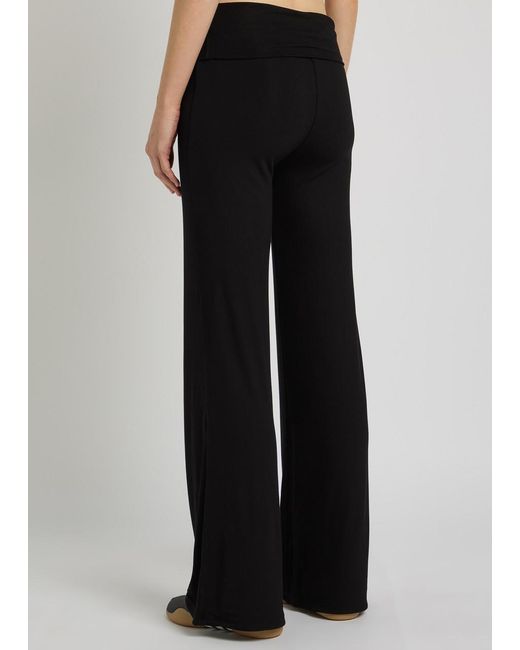 Tala Black Fold Over Flared-Leg Stretch-Modal Trousers