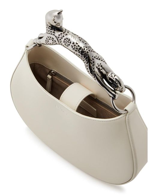 Lanvin White Hobo Cat Small Leather Top Handle Bag, Leather Bag