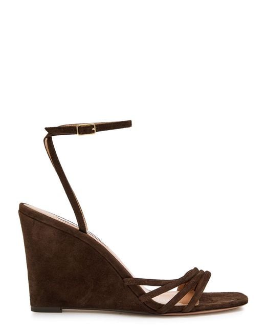 Aquazzura Brown Latour 85 Suede Wedge Sandals