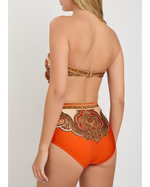 Zimmermann Orange Mahon Patterned Bikini Brief