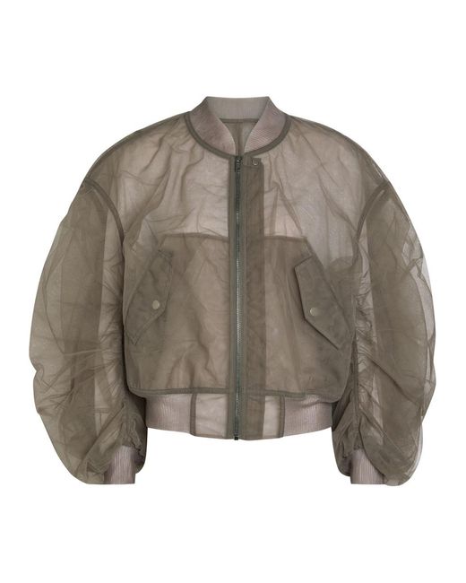 Rick Owens Brown Secchia Flight Printed Tulle Bomber Jacket
