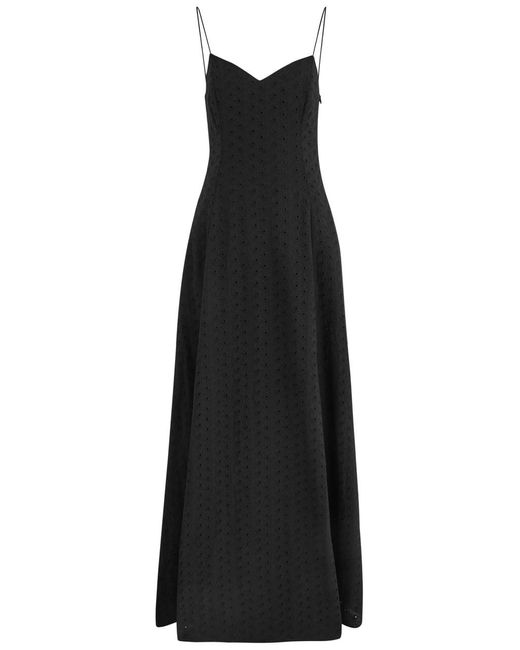 BERNADETTE Black Aria Eyelet-Embroidered Cotton Maxi Dress