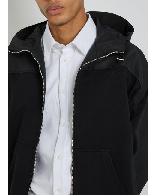 Givenchy Black Logo Hooded Cotton And Shell Windbreaker Jacket for men