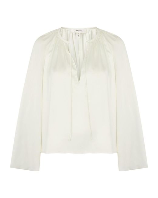 FRAME White Satin Blouse