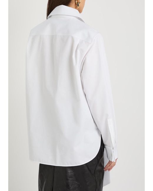 Saint Laurent White Scarf-Effect Cotton-Poplin Shirt