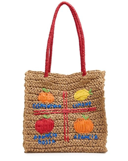 Damson Madder Red Fruity Raffia Tote Bag