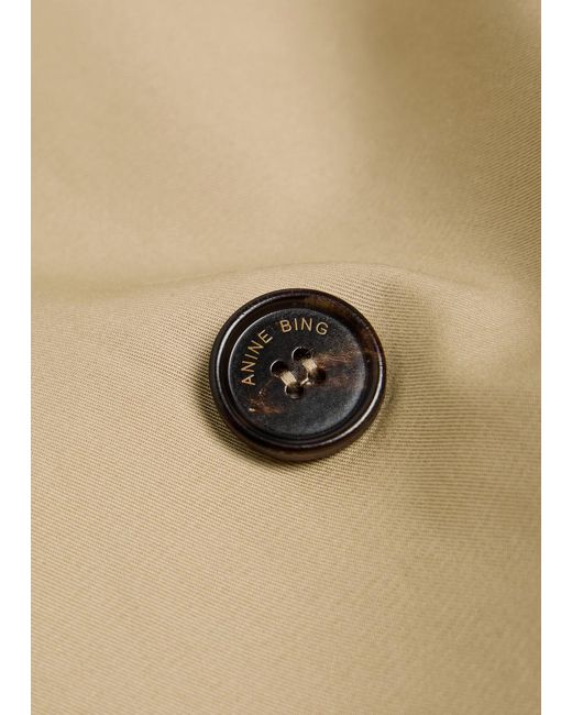 Anine Bing Natural Rickie Double-Breasted Stretch-Cotton Trench Coat