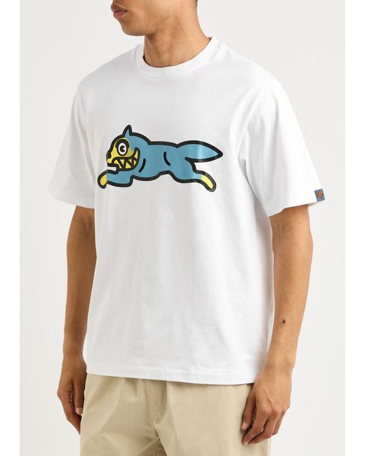 ICECREAM Blue Running Dog Printed Cotton T-Shirt