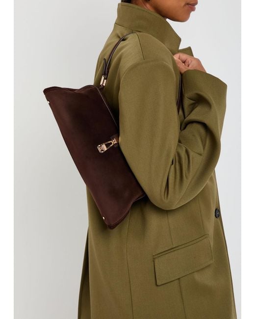 Gabriela Hearst Brown Baguette Suede Clutch Bag