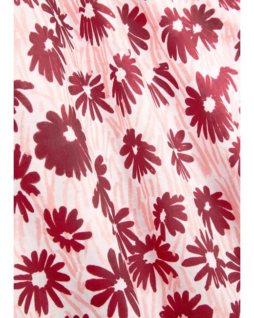 Desmond & Dempsey Red Chamomile Floral-Print Cotton Night Dress