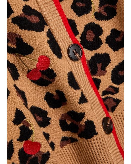 Never Fully Dressed Brown Cherry Embroidered Knit Cardigan