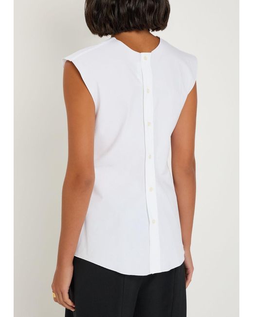 Victoria Beckham White Panelled Cotton-Poplin Shirt