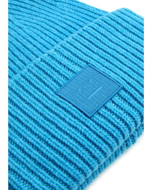 Acne Blue Woolen Hat With Logo
