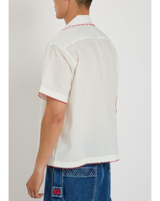 Bode White Redbud Logo-Embroidered Cotton-Poplin Shirt for men