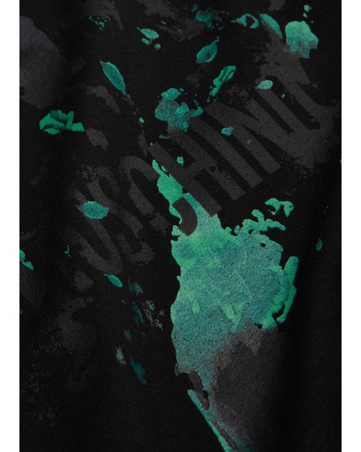 Moschino Black Paint-splatter Logo-print Cotton T-shirt for men