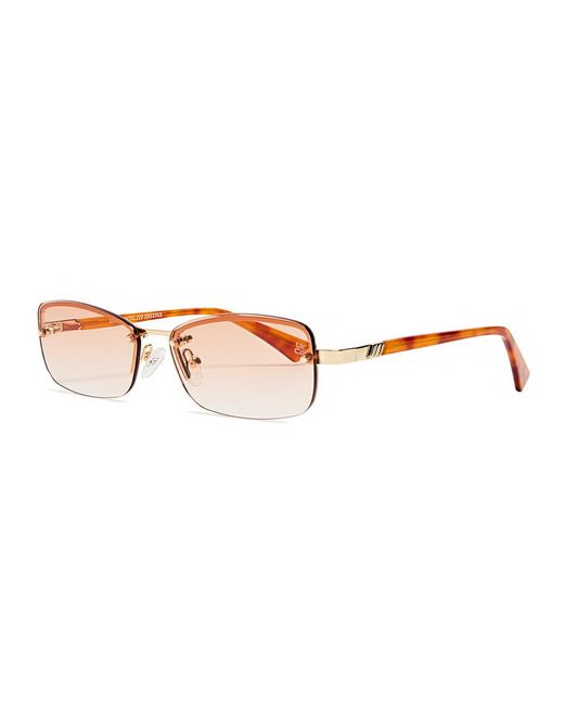 Le Specs White Enigmatic Rimless Rectangle-Frame Sunglasses