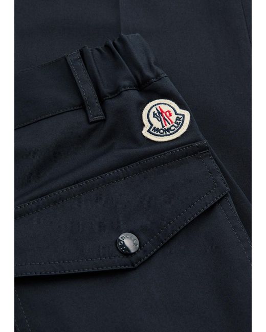 Moncler Blue Logo Cotton-Stretch Trousers for men