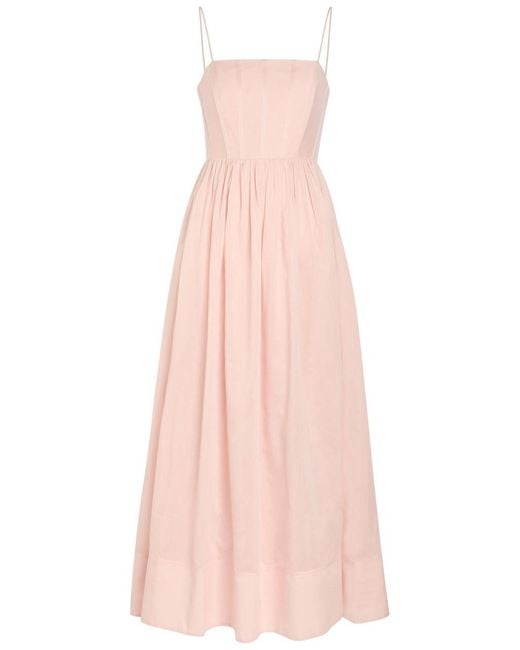 Aje. Pink Rosie Boned Cotton And Silk-Blend Midi Dress