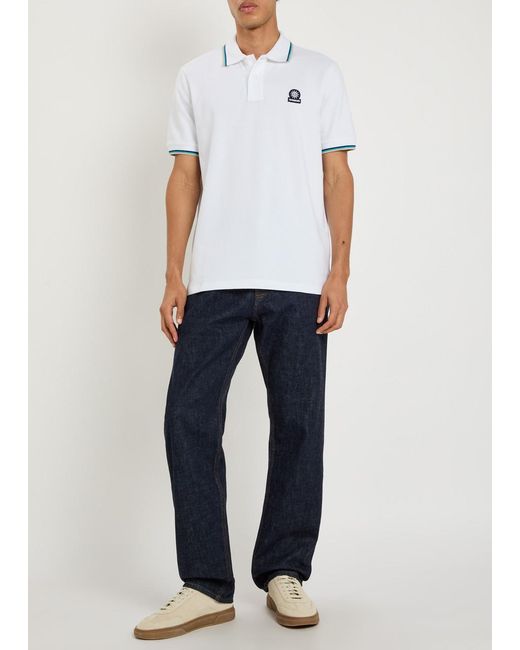 Sandbanks White Logo Piqué Cotton Polo Shirt for men