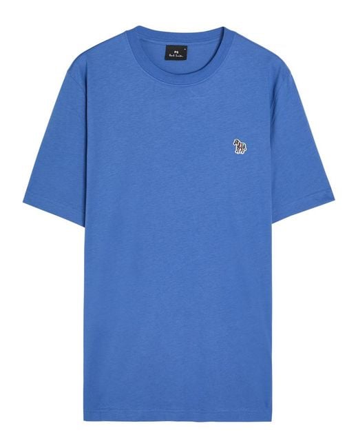Paul Smith Blue Appliquéd Cotton T-Shirt for men