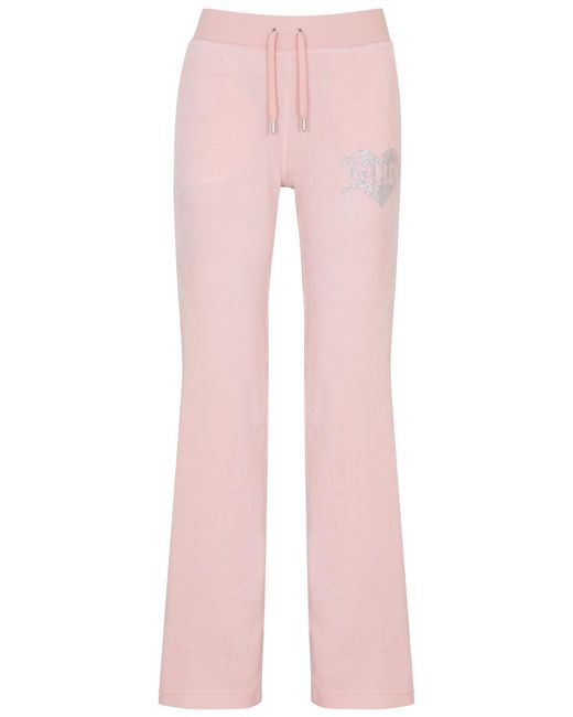 Juicy Couture Pink Del Ray Embellished Velour Sweatpants