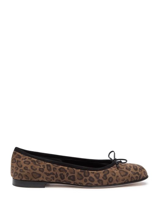Manolo Blahnik White Veralli-Print Suede Ballet Flat