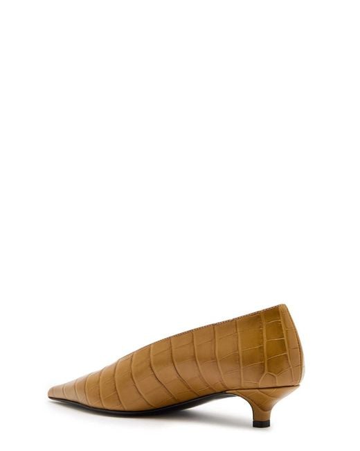 Totême Brown 35 Crocodile-Effect Leather Pumps
