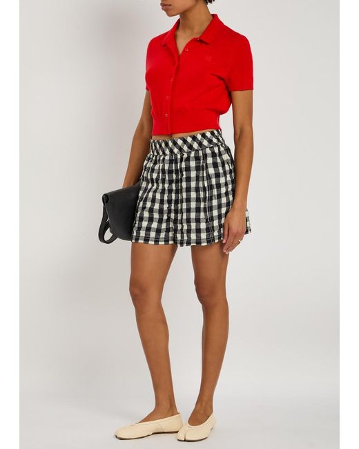 Free People Black Checked Seersucker Shorts