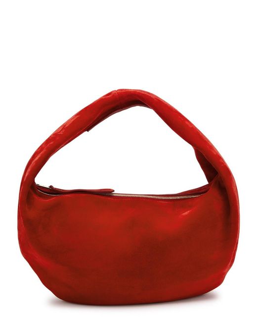 Khaite Red Olivia Medium Suede Top Handle Bag