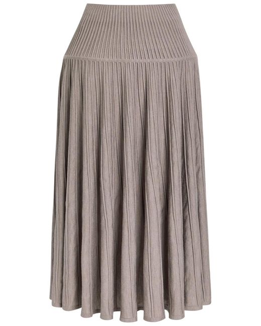 Alaïa Brown Crinoline Ribbed Structured Wool-Blend Midi Skirt