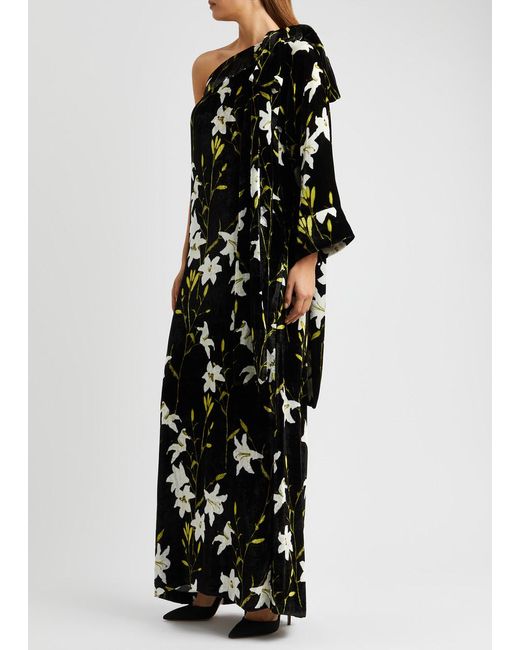 BERNADETTE Black Nel Floral-print Velvet Maxi Dress